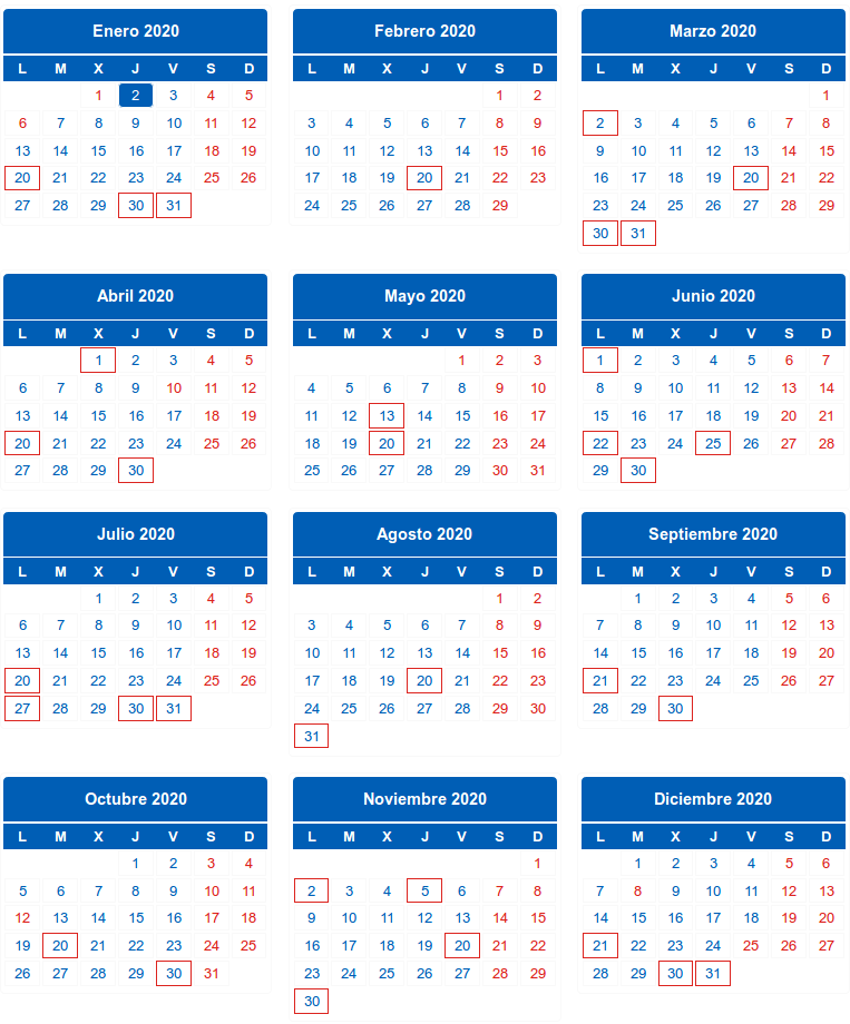 Calendario fiscal 2020 - Calendario del contribuyente 2020 - Agencia Tributaria